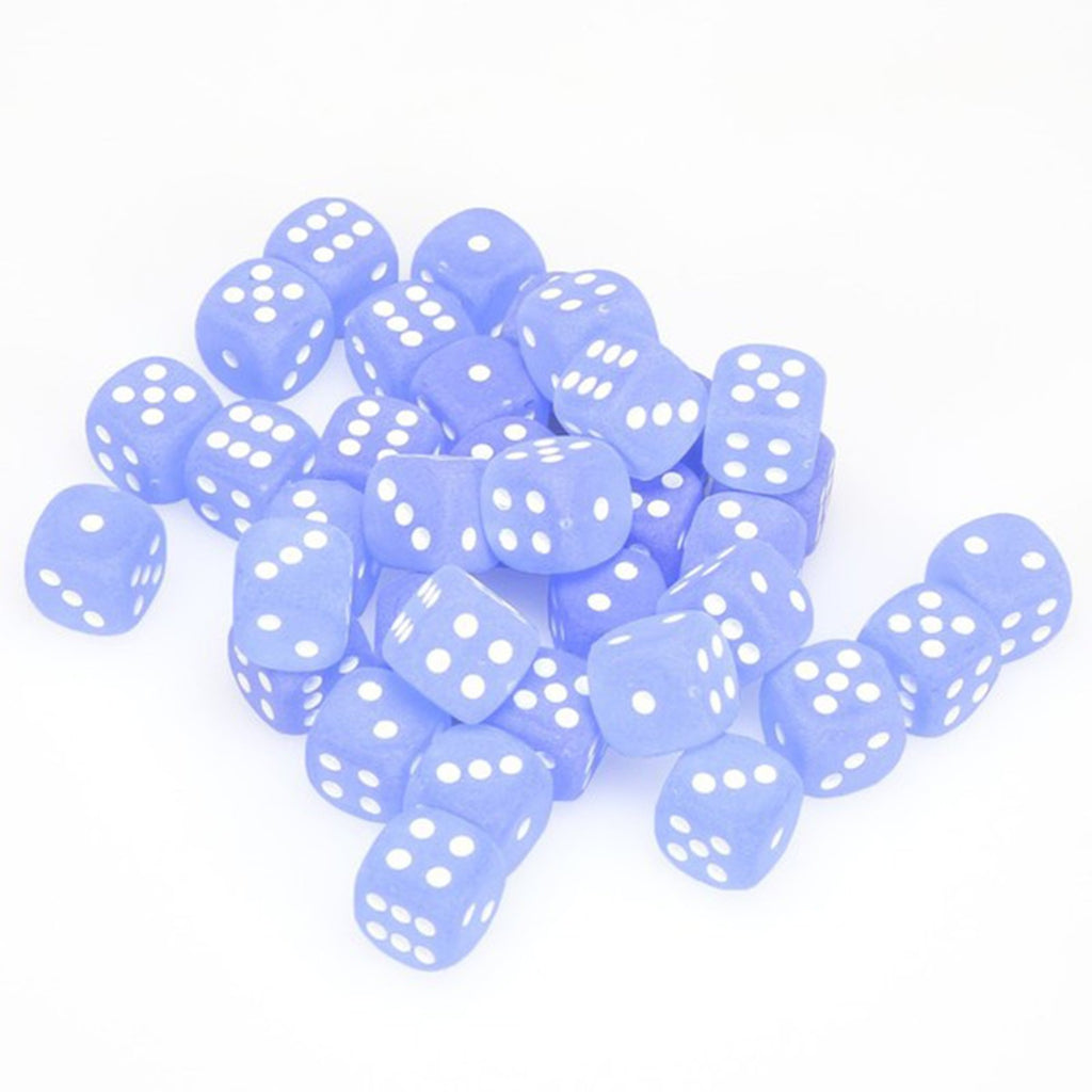 Chessex 12mm D6 Set Dice 36 Count Frosted Dark Blue White CHX 27806 - Radar Toys