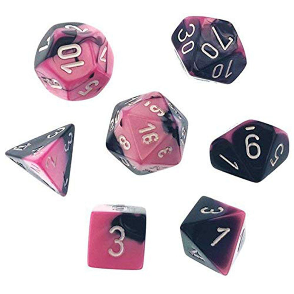 Chessex 7 Set Dice Gemnini Black Pink White 26430
