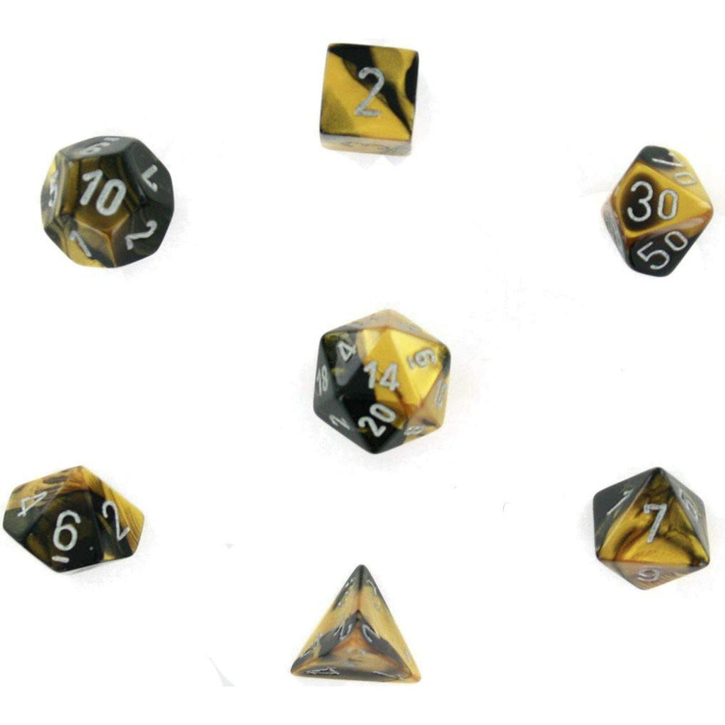 Chessex 7 Set Dice Leaf Black Gold Silver CHX 27418