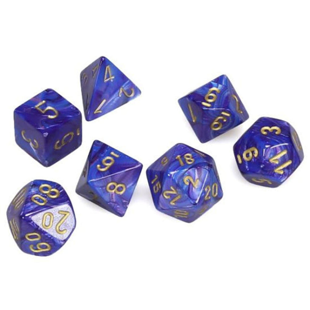 Chessex 7 Set Dice Lustrous Purple Gold 27497