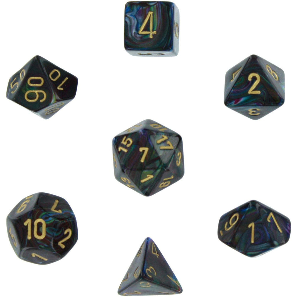 Chessex 7 Set Dice Lustrous Shadow/Gold CHX 27499