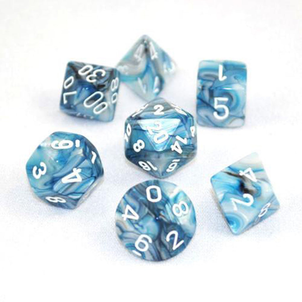 Chessex 7 Set Dice Lustrous Slate White 27490 - Radar Toys