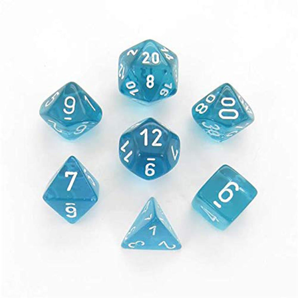 Chessex 7 Set Polyhedral Dice Translucent Teal White CHX23085