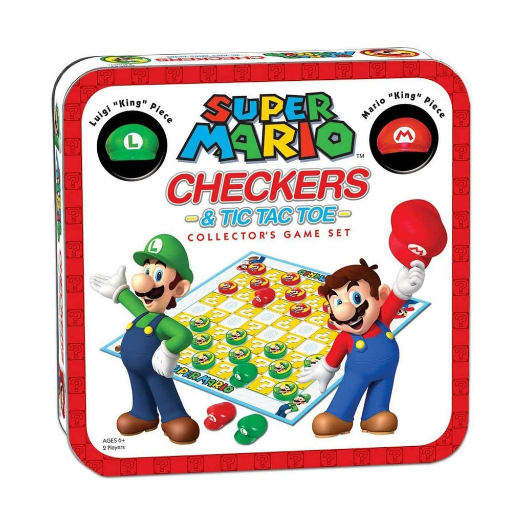 USAopoly Super Mario Vs Luigi Checkers And Tic Tac Toe Game Set