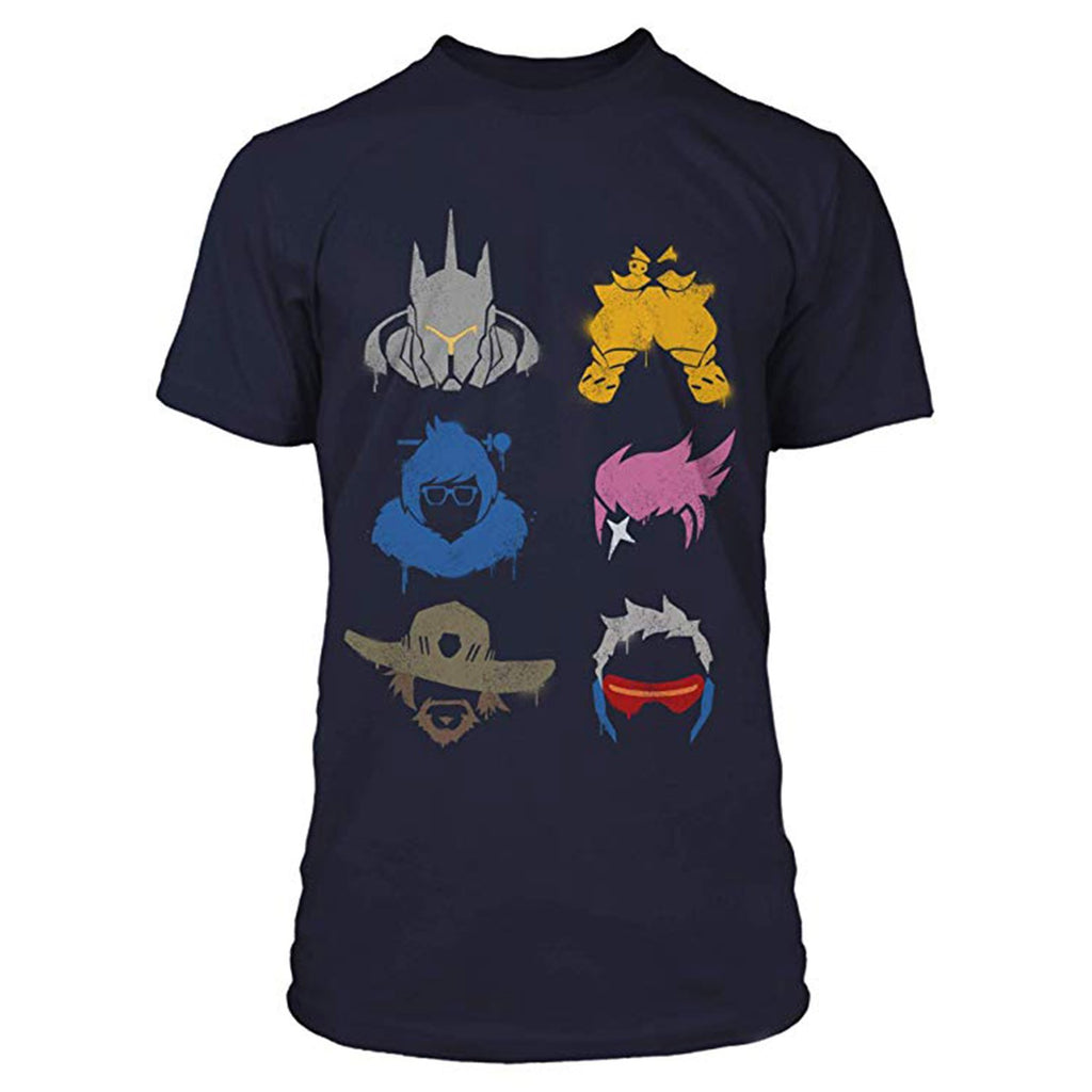 Overwatch Fighter Spray Black Tee Shirt Adult Medium