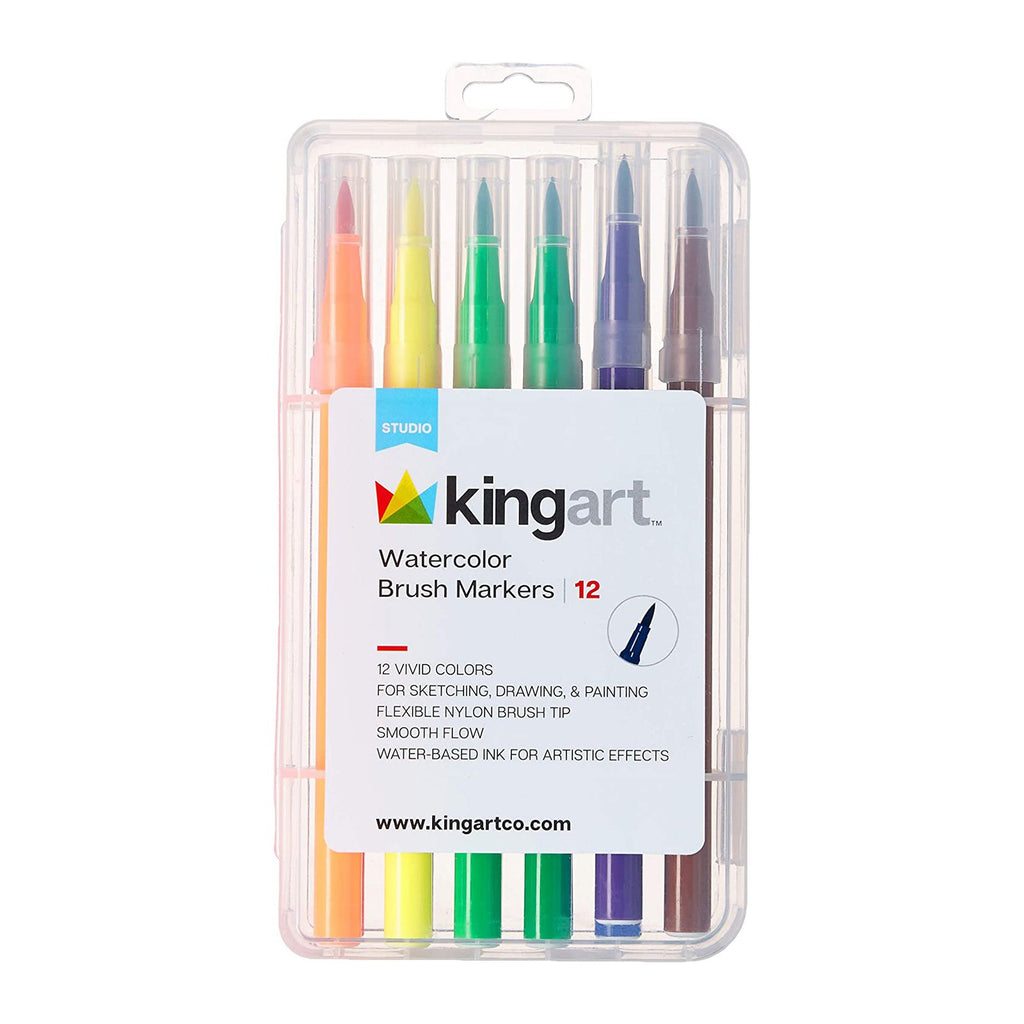 Kingart Studio 12 Count Watercolor Brush Markers Set 410-12