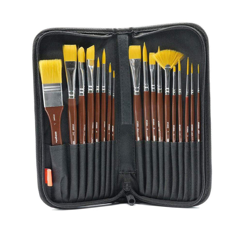 Kingart Studio 18 Count Fine Brush Set With Case 206-18