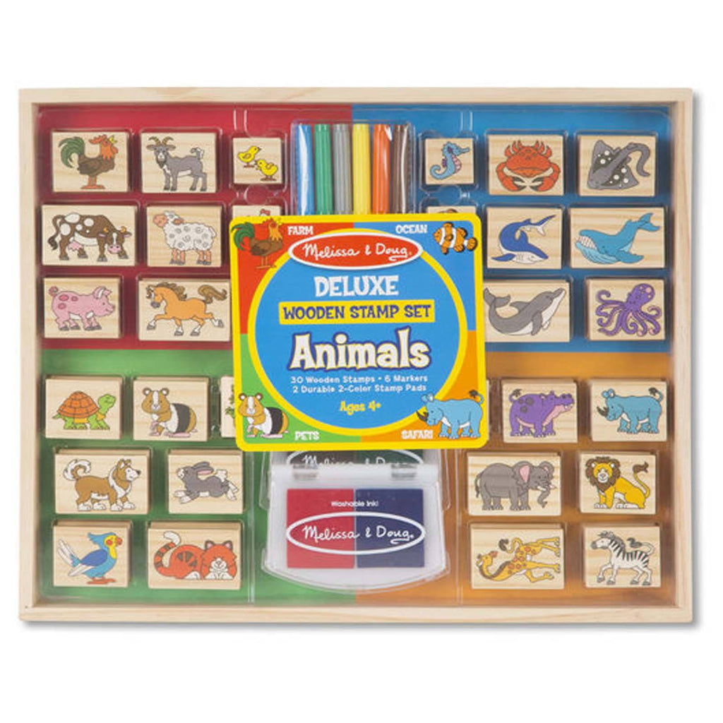 Melissa And Doug Deluxe Animals Wooden Stamp Set - Radar Toys