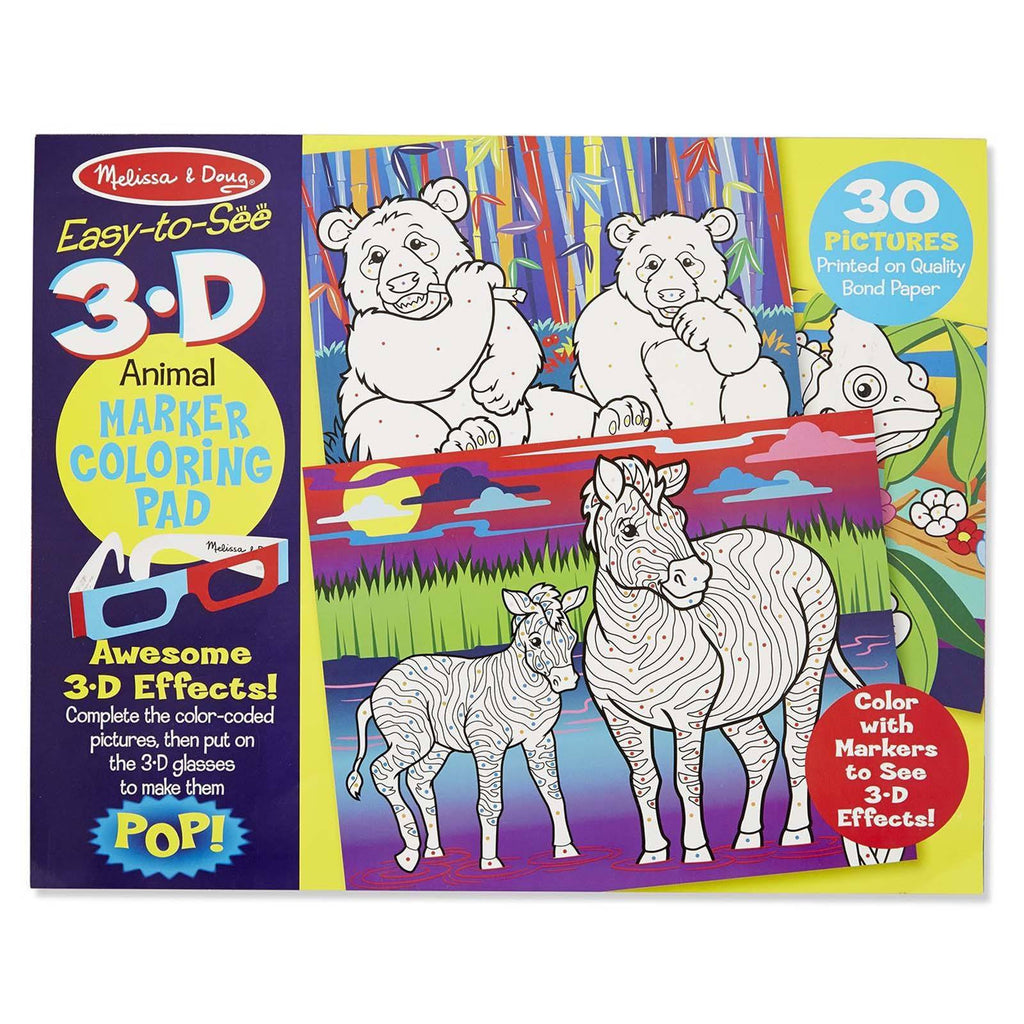 Melissa And Doug Easy To See 3D Animal Marker Coloring Pad