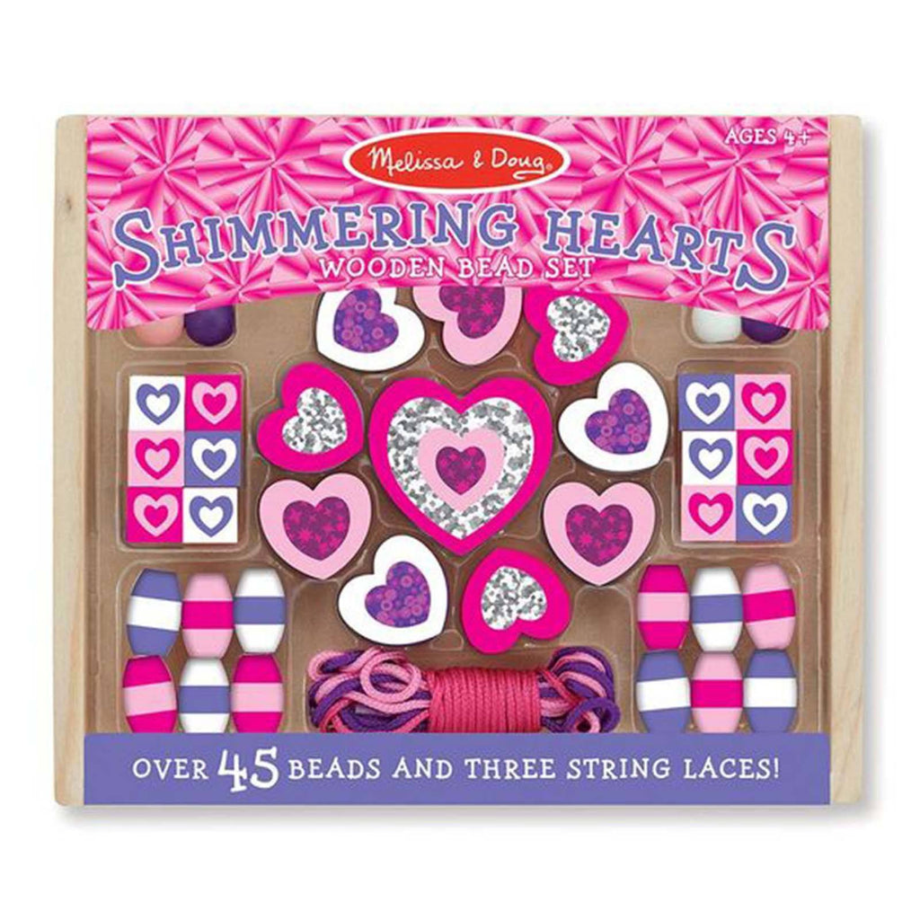 Melissa And Doug Shimmering Hearts Wooden Bead Set