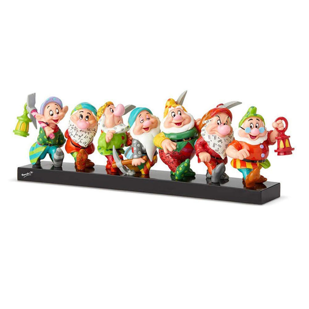 Enesco Disney Showcase Britto Snow White 7 Dwarfs On Log Figure Set