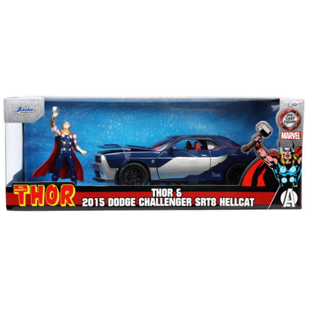 Jada Toys Marvel Thor 2015 Challenger SRT Hellcat Die Cast 24th Scale Set