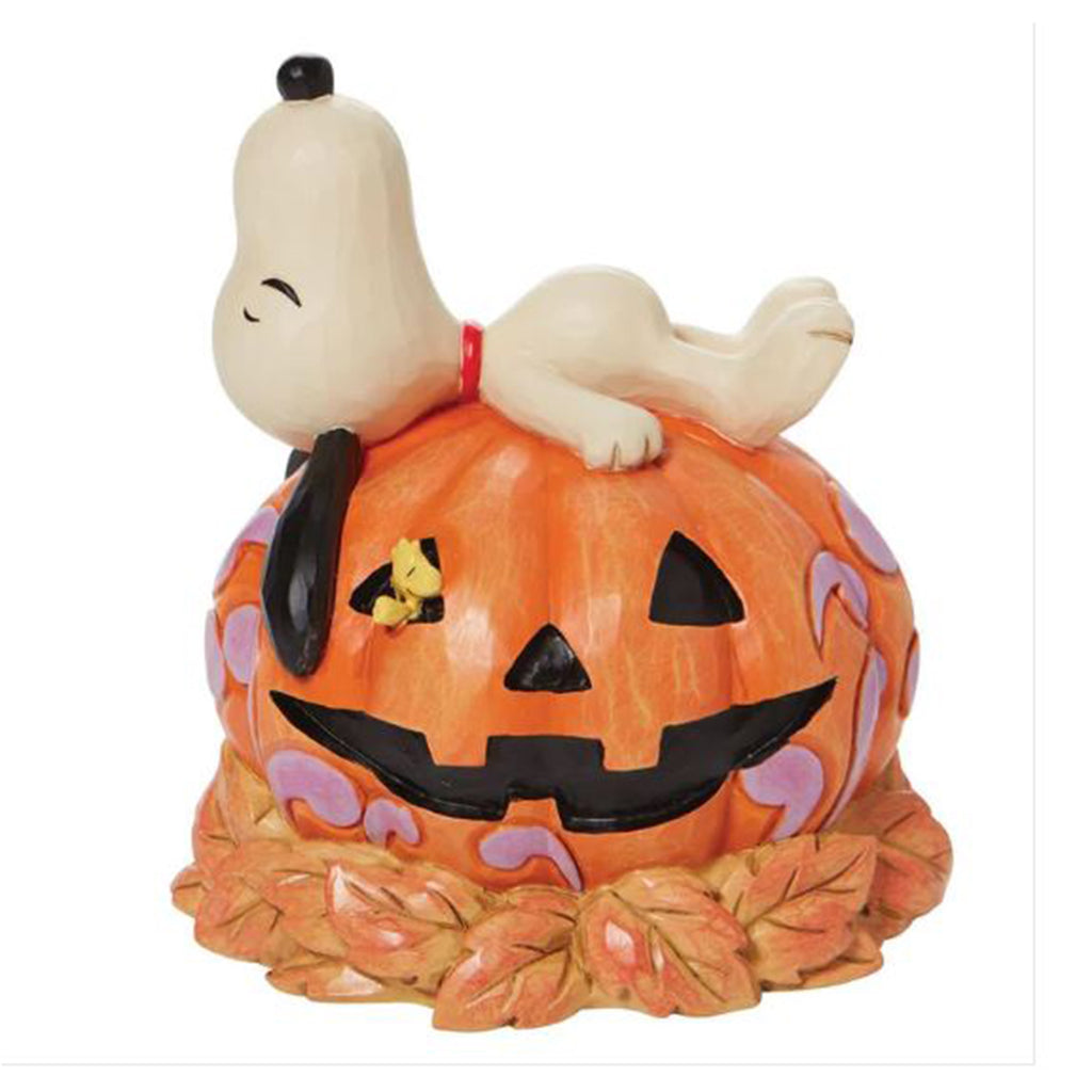 Enesco Peanuts Snoopy Laying On Pumpkin Figure