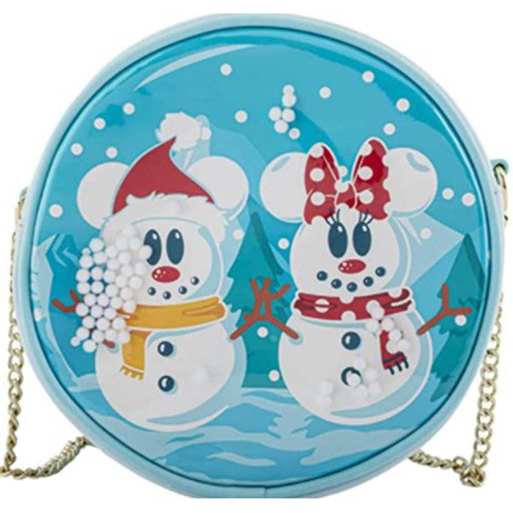 Loungefly Disney Snowman Mickey Minnie Mouse Snow Globe Crossbody Bag Purse