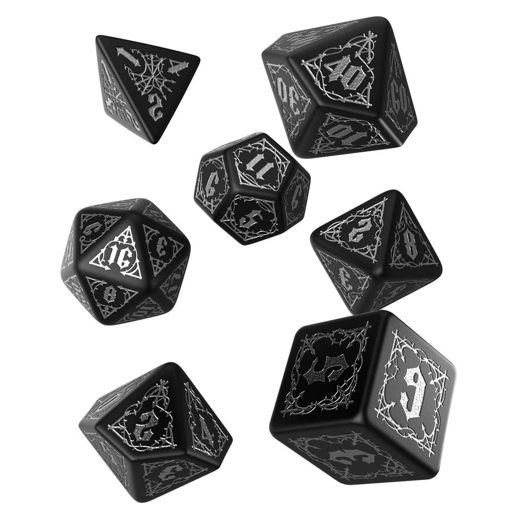 Q-Workshop Bloodsucker Black & Silver Roleplaying 7 Piece Dice Set