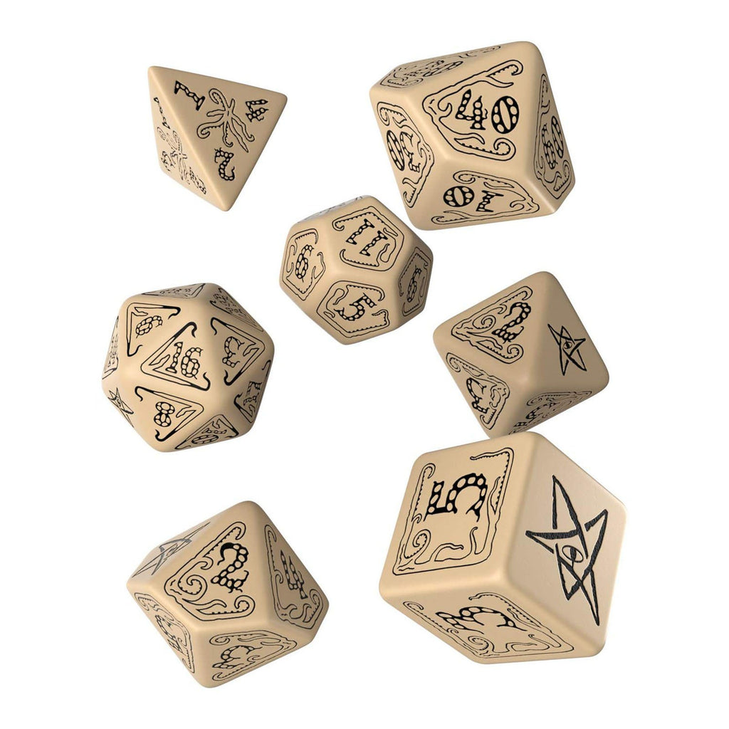 Q-Workshop Call Of Cthulhu Beige Black 7 Piece Dice Set