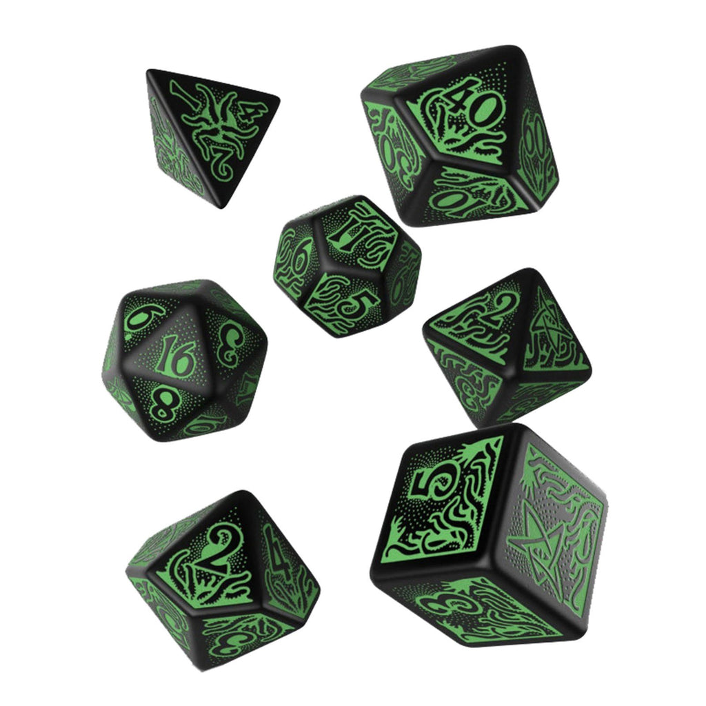 Q-Workshop Call Of Cthulhu Black Green 7 Piece Dice Set