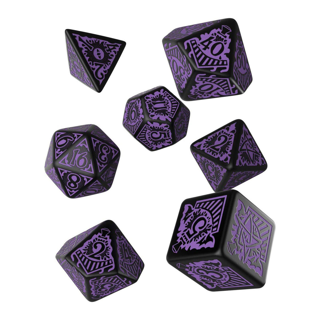 Q-Workshop Call Of Cthulhu Orient Express Black Purple 7 Piece Dice Set