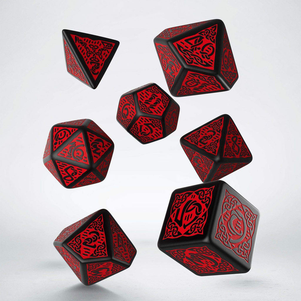 Q-Workshop Celtic Black Red 7 Piece Dice Set