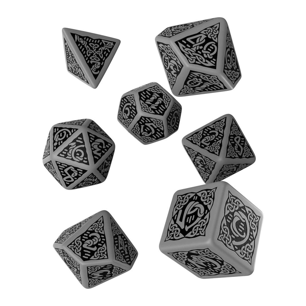 Q-Workshop Celtic Gray Black 7 Piece Dice Set