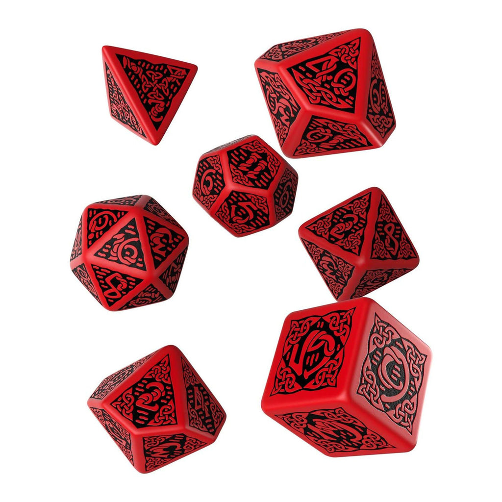 Q-Workshop Celtic Red Black 7 Piece Dice Set