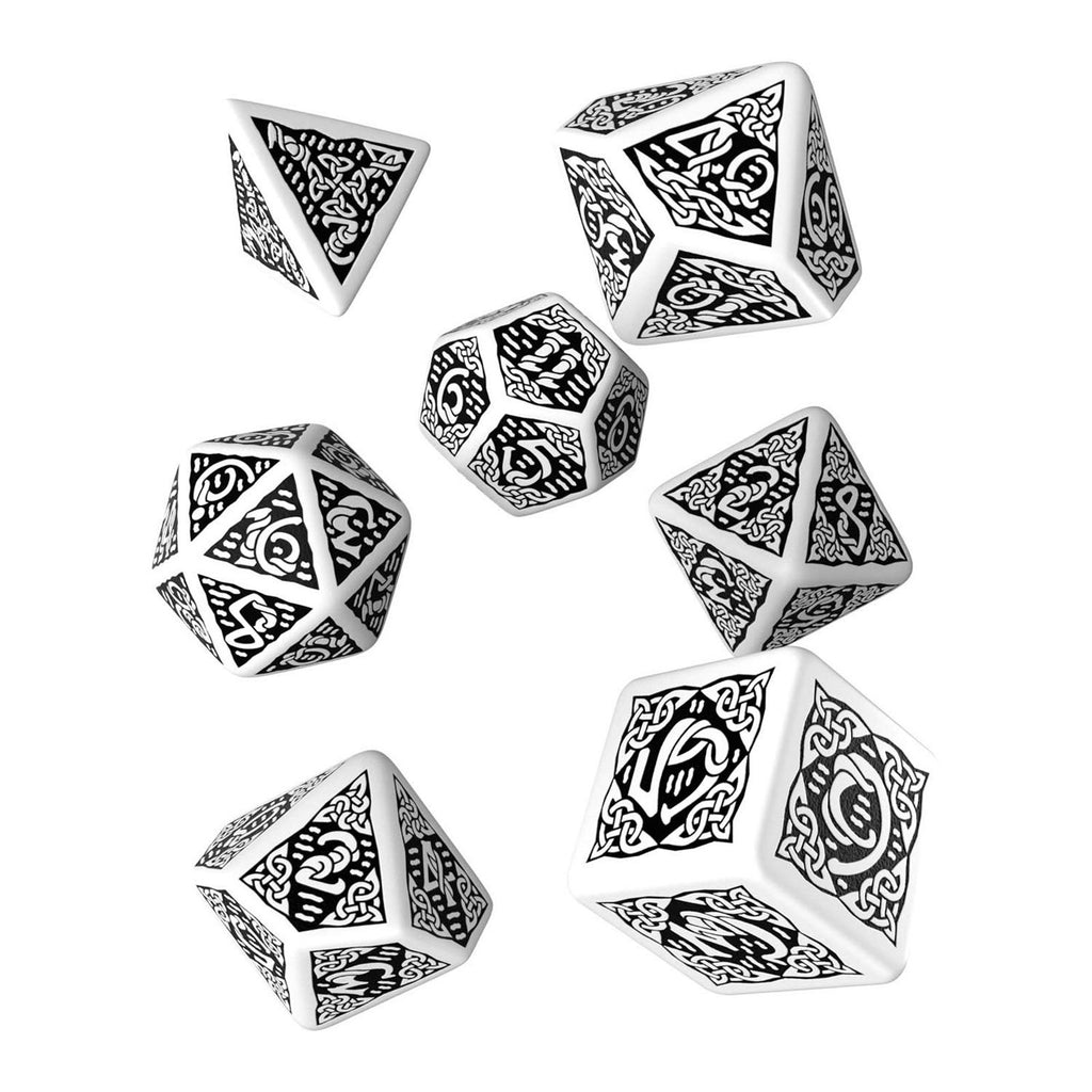 Q-Workshop Celtic White Black 7 Piece Dice Set