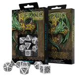 Q-Workshop Celtic White Black 7 Piece Dice Set - Radar Toys
