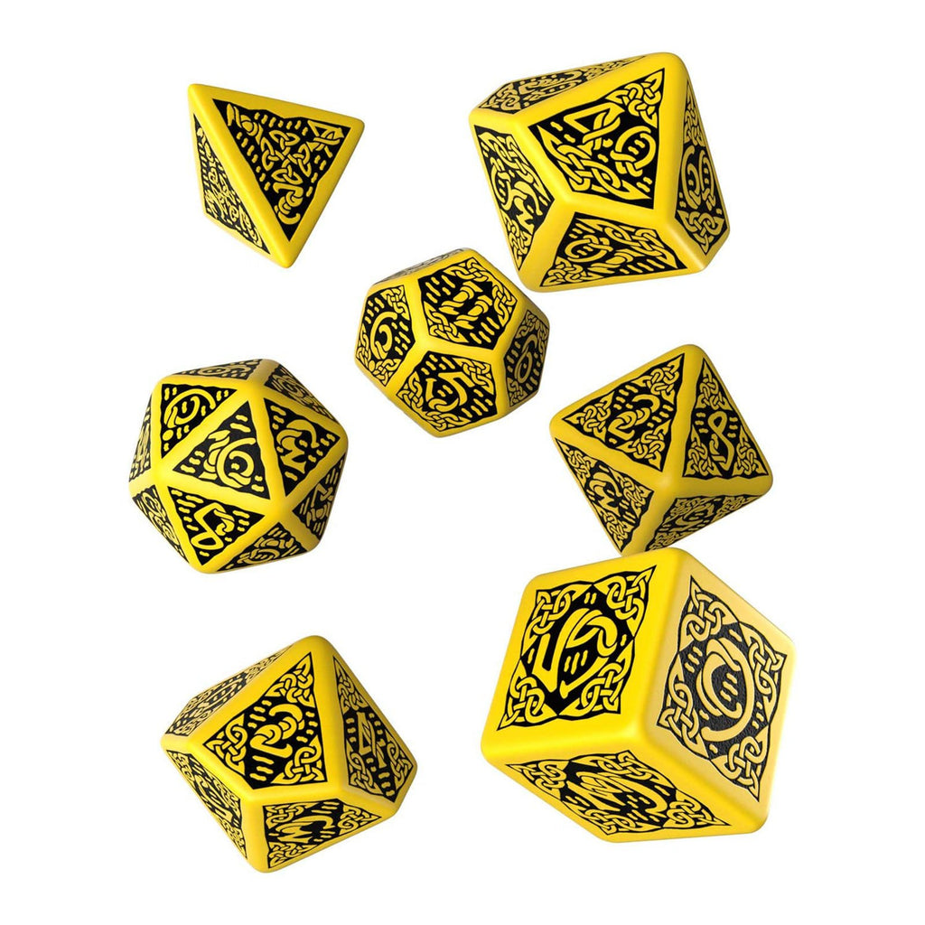 Q-Workshop Celtic Yellow Black 7 Piece Dice Set