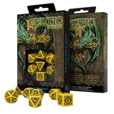 Q-Workshop Celtic Yellow Black 7 Piece Dice Set - Radar Toys