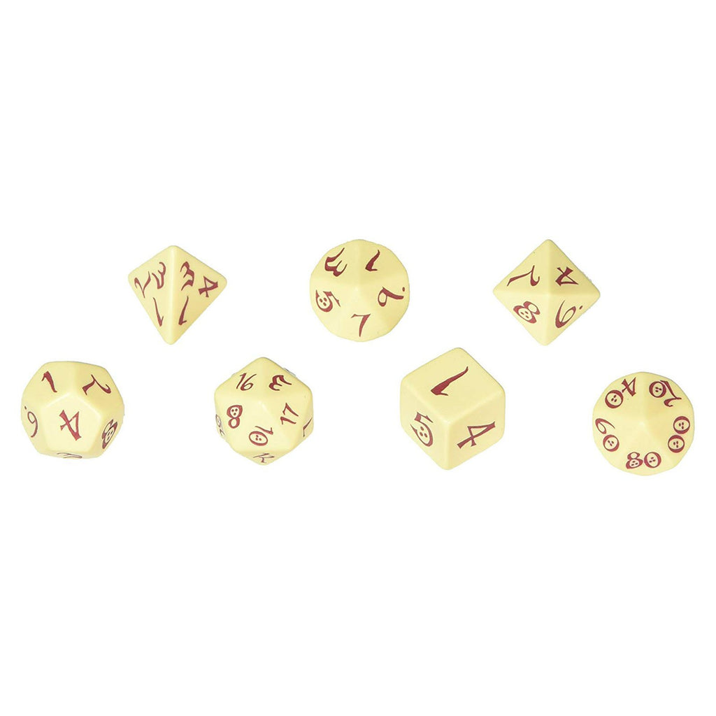 Q-Workshop Classic RPG Beige Burgundy 7 Piece Dice Set