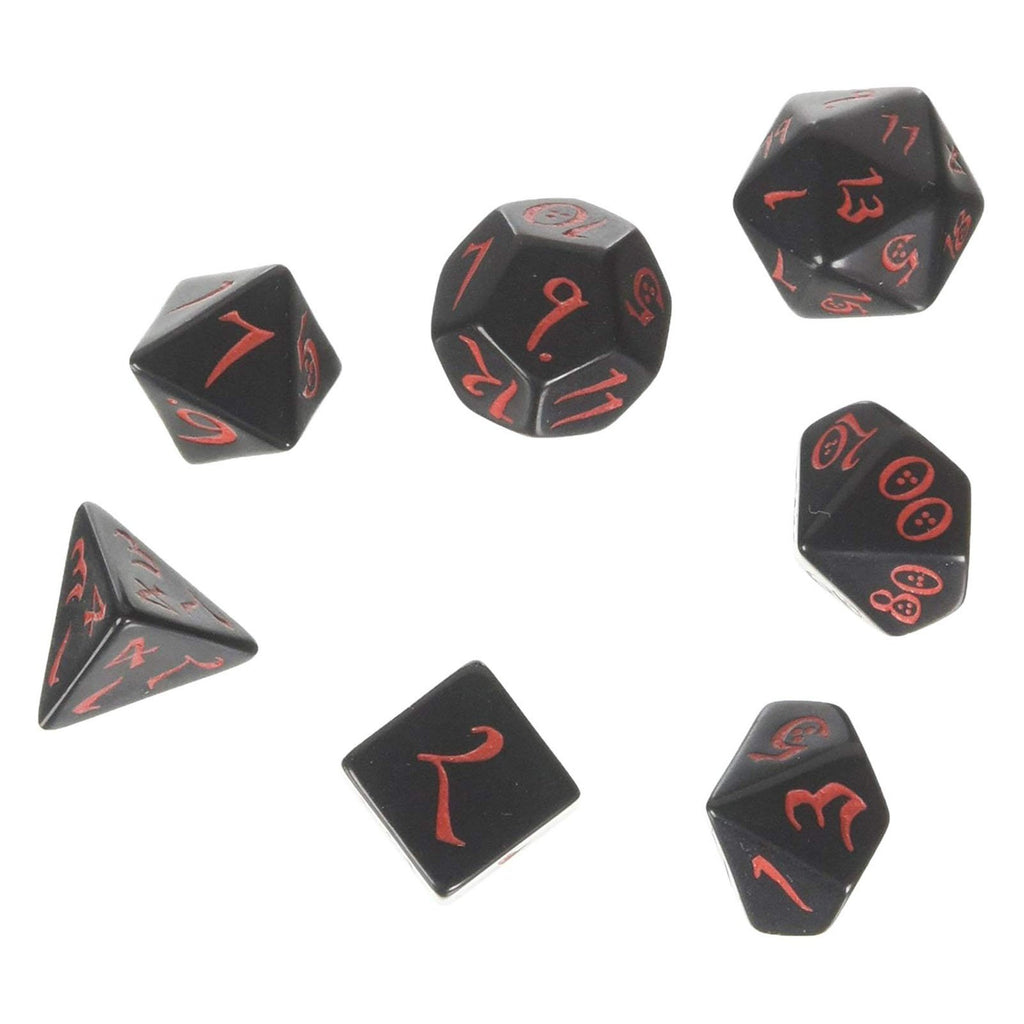 Q-Workshop Classic RPG Black Red 7 Piece Dice Set