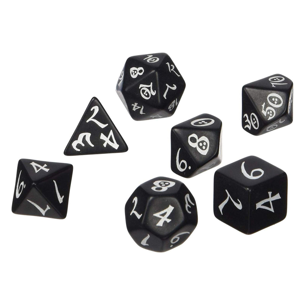 Q-Workshop Classic RPG Black White 7 Piece Dice Set