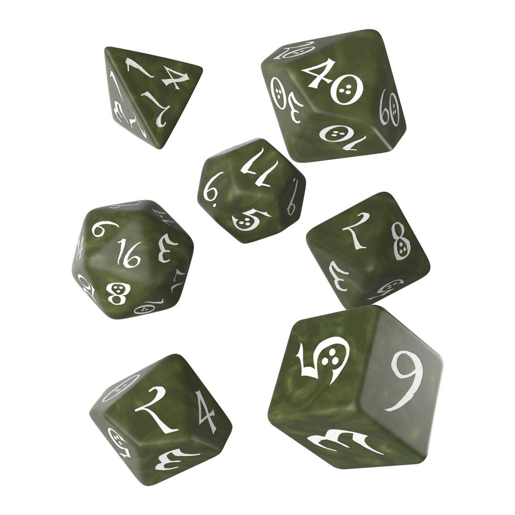 Q-Workshop Classic RPG Olive White 7 Piece Dice Set