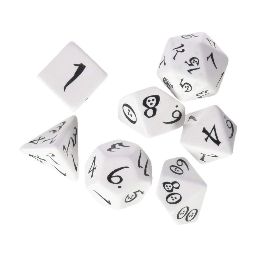 Q-Workshop Classic RPG White Black 7 Piece Dice Set - Radar Toys