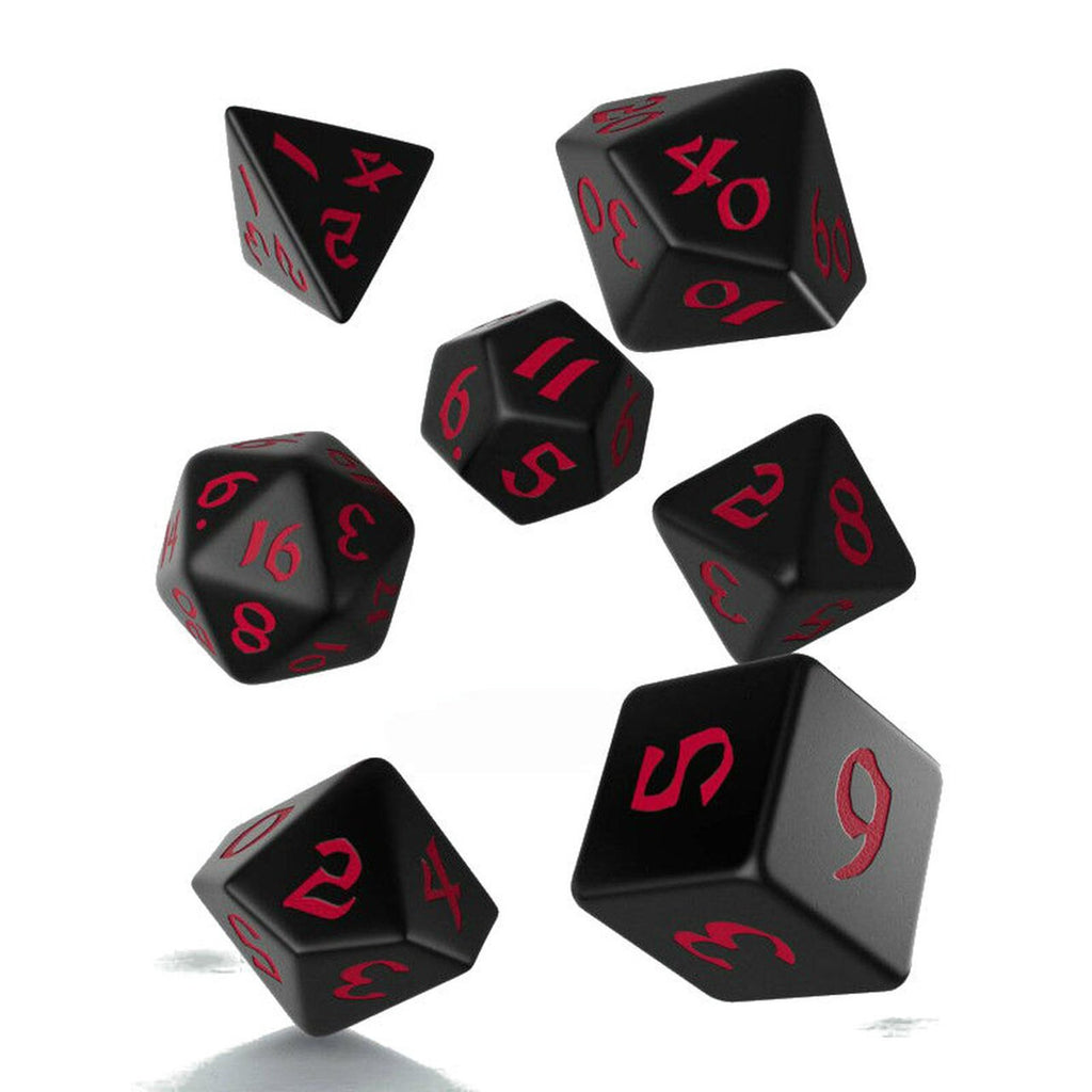 Q-Workshop Classic Runic Black & Red Roleplaying 7 Piece Dice Set - Radar Toys