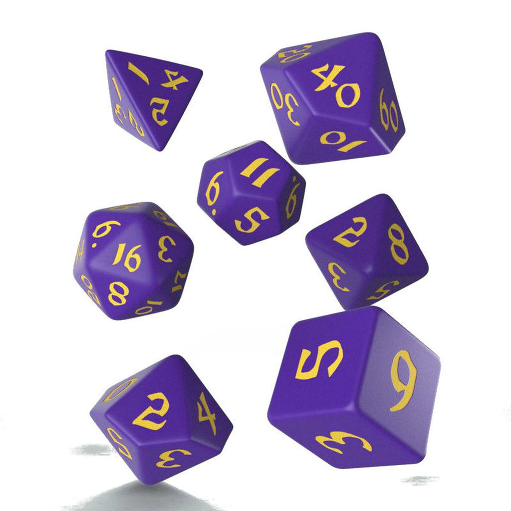 Q-Workshop Classic Runic Purple & Yellow Roleplaying 7 Piece Dice Set