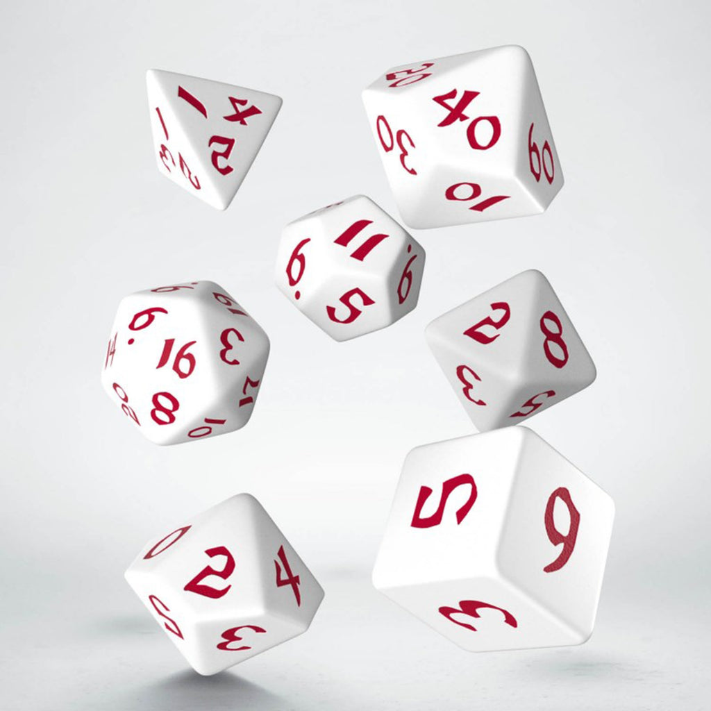Q-Workshop Classic Runic White & Red Roleplaying 7 Piece Dice Set