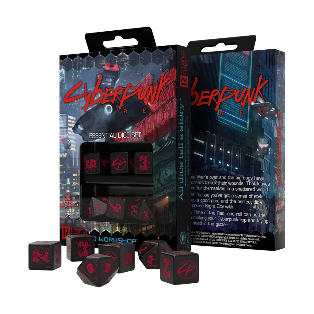 Q-Workshop Cyberpunk Black & Red Roleplaying 4d6 & 2d10 Dice Set