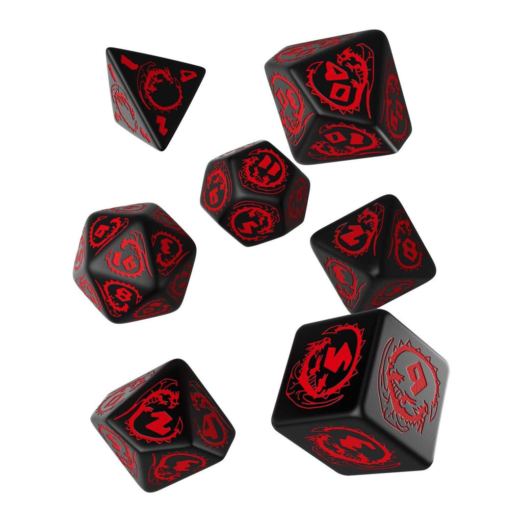 Q-Workshop Dragons Black Red 7 Piece Dice Set