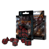 Q-Workshop Dragons Black Red 7 Piece Dice Set - Radar Toys