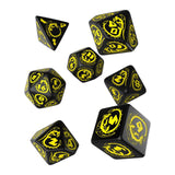 Q-Workshop Dragons Black Yellow 7 Piece Dice Set - Radar Toys