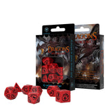 Q-Workshop Dragons Red Black 7 Piece Dice Set - Radar Toys