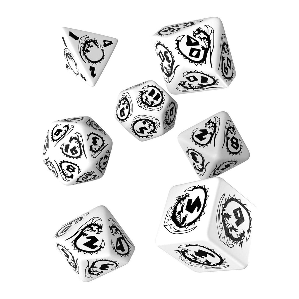Q-Workshop Dragons White Black 7 Piece Dice Set