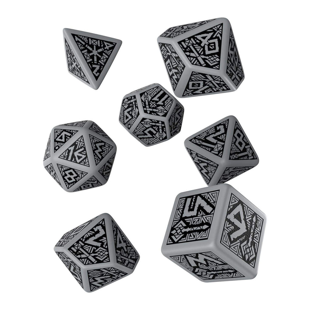 Q-Workshop Dwarven Gray Black 7 Piece Dice Set