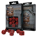 Q-Workshop Dwarven Red Black 7 Piece Dice Set - Radar Toys