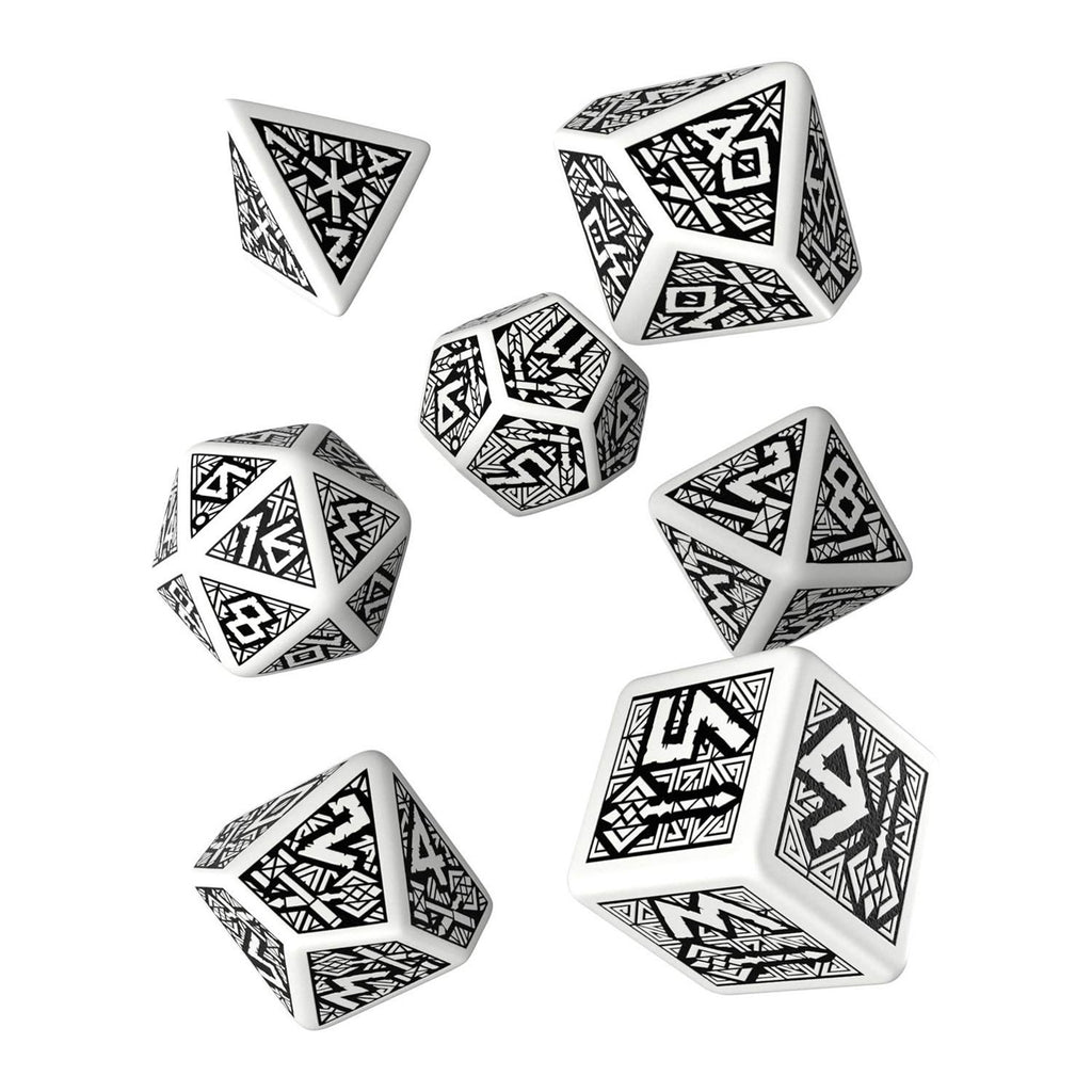 Q-Workshop Dwarven White Black 7 Piece Dice Set