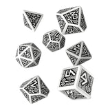 Q-Workshop Dwarven White Black 7 Piece Dice Set - Radar Toys