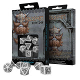 Q-Workshop Dwarven White Black 7 Piece Dice Set - Radar Toys