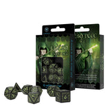 Q-Workshop Elvish Black Glow In The Dark 7 Piece Dice Set - Radar Toys
