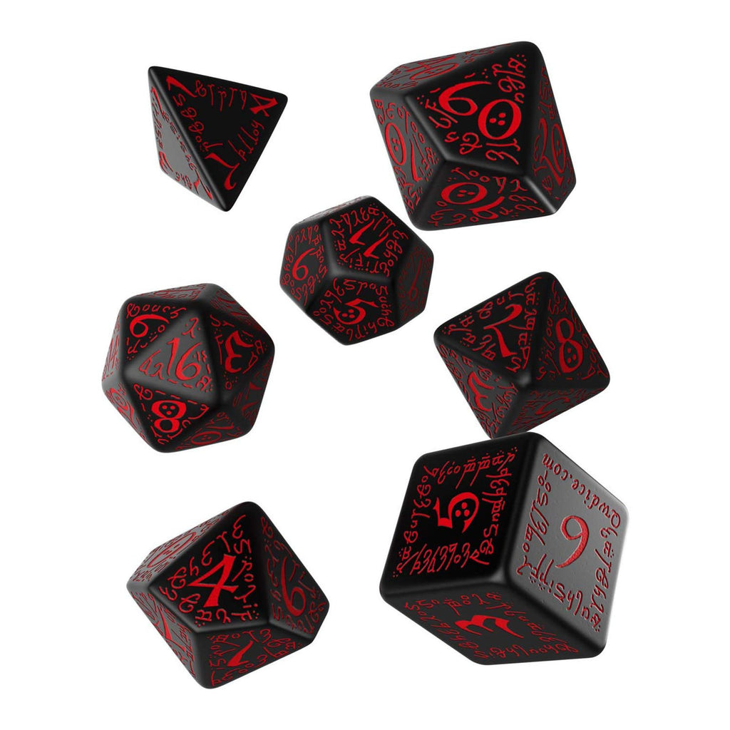 Q-Workshop Elvish Black Red 7 Piece Dice Set